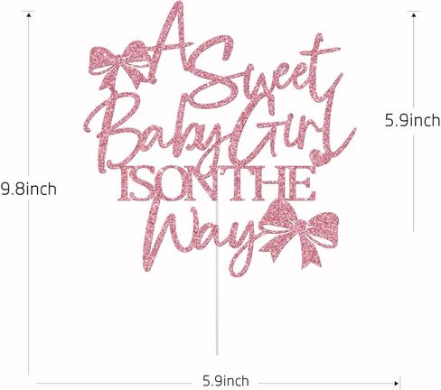 A Sweet Baby Girl is on The Way Cake Topper, Bow Baby Shower Cake Topper, Welcome Baby Girl, Bow Themed Girls Baby Shower Party Decorations, Pink Glitter in Saudi Arabia