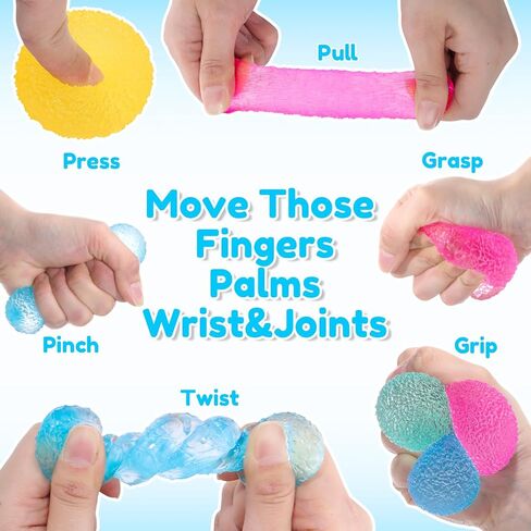 24 Pcs Textured Mini Stress Balls 1.6 Sensory Memory Gel Fidget Soft Ball for Adults Quiet Anxiety Relief Squeeze Balls for Hand Exercise Party Supplies Gifts, 4 Colors in Kuwait