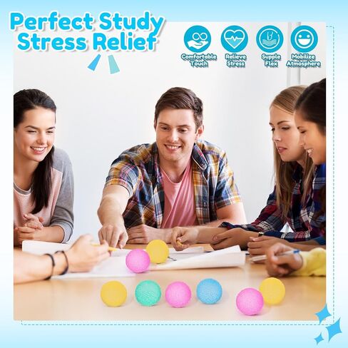 24 Pcs Textured Mini Stress Balls 1.6 Sensory Memory Gel Fidget Soft Ball for Adults Quiet Anxiety Relief Squeeze Balls for Hand Exercise Party Supplies Gifts, 4 Colors in Kuwait