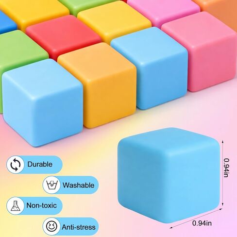 64 Pack Slow Rising Stress Cube Dough Stress Balls Soft Square Pull Stretch Cubes Ice Cube Sensory Balls for Anxiety Relief, Classroom Prize Party Favors Goodie Bag Stuffers in Kuwait