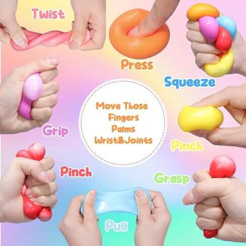 64 Pack Slow Rising Stress Cube Dough Stress Balls Soft Square Pull Stretch Cubes Ice Cube Sensory Balls for Anxiety Relief, Classroom Prize Party Favors Goodie Bag Stuffers in Kuwait