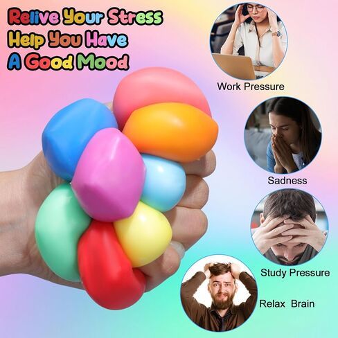64 Pack Slow Rising Stress Cube Dough Stress Balls Soft Square Pull Stretch Cubes Ice Cube Sensory Balls for Anxiety Relief, Classroom Prize Party Favors Goodie Bag Stuffers in Kuwait