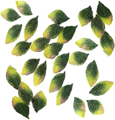 20pcs Fake Fabric Leaves Gradient Green 2-Faced Velvet Leaf Appliques Craft Artificial Leaves for Scrapbook Craft Project Wedding Party Decoration (4.5cm/1.77inches) in Saudi Arabia
