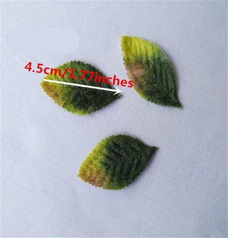 20pcs Fake Fabric Leaves Gradient Green 2-Faced Velvet Leaf Appliques Craft Artificial Leaves for Scrapbook Craft Project Wedding Party Decoration (4.5cm/1.77inches) in Saudi Arabia