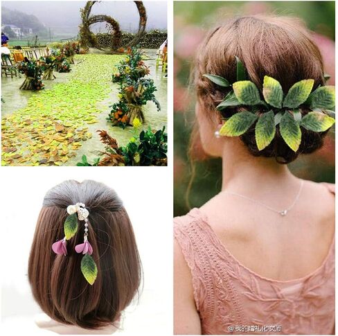 20pcs Fake Fabric Leaves Gradient Green 2-Faced Velvet Leaf Appliques Craft Artificial Leaves for Scrapbook Craft Project Wedding Party Decoration (4.5cm/1.77inches) in Saudi Arabia