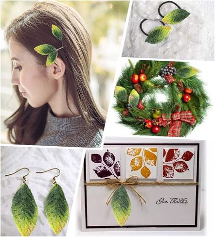 20pcs Fake Fabric Leaves Gradient Green 2-Faced Velvet Leaf Appliques Craft Artificial Leaves for Scrapbook Craft Project Wedding Party Decoration (4.5cm/1.77inches) in Saudi Arabia
