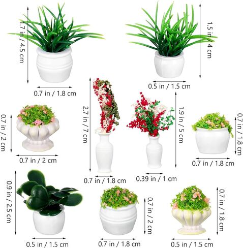 STOBOK 13Pcs Miniature Dollhouse Plant Flowers: Miniature Bonsai Plants Mini Artificial Potted Flower Fake Tiny Greenery Ornament Crafts for Doll House Furniture Home Decor, Random Color in Saudi Arabia