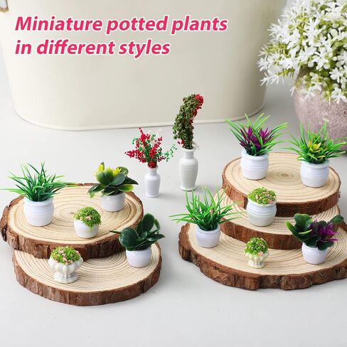 STOBOK 13Pcs Miniature Dollhouse Plant Flowers: Miniature Bonsai Plants Mini Artificial Potted Flower Fake Tiny Greenery Ornament Crafts for Doll House Furniture Home Decor, Random Color in Saudi Arabia