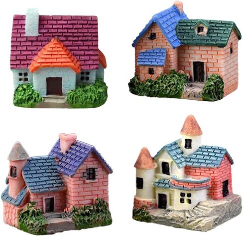 Garneck 4pcs Creative Mini House Resin Ornaments Plant Pots Home Decor Statues Micro Landscape Ornaments Aesthetic Room Decor in Saudi Arabia