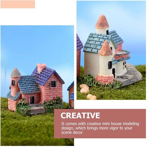 Garneck 4pcs Creative Mini House Resin Ornaments Plant Pots Home Decor Statues Micro Landscape Ornaments Aesthetic Room Decor in Saudi Arabia