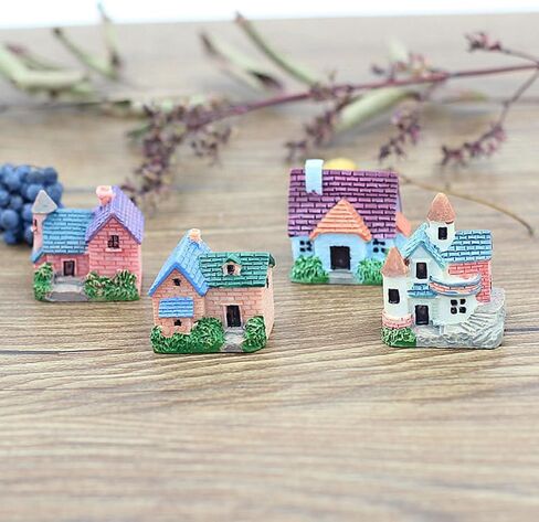 Garneck 4pcs Creative Mini House Resin Ornaments Plant Pots Home Decor Statues Micro Landscape Ornaments Aesthetic Room Decor in Saudi Arabia