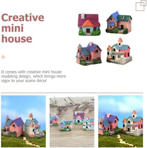 Garneck 4pcs Creative Mini House Resin Ornaments Plant Pots Home Decor Statues Micro Landscape Ornaments Aesthetic Room Decor in Saudi Arabia