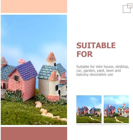 Garneck 4pcs Creative Mini House Resin Ornaments Plant Pots Home Decor Statues Micro Landscape Ornaments Aesthetic Room Decor in Saudi Arabia