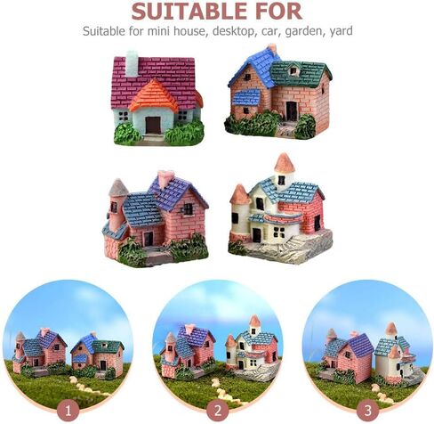 Garneck 4pcs Creative Mini House Resin Ornaments Plant Pots Home Decor Statues Micro Landscape Ornaments Aesthetic Room Decor in Saudi Arabia
