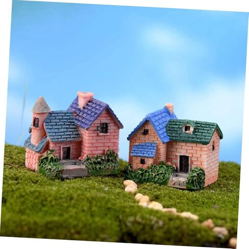 Garneck 4pcs Creative Mini House Resin Ornaments Plant Pots Home Decor Statues Micro Landscape Ornaments Aesthetic Room Decor in Saudi Arabia