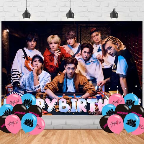 Stray Kids Merch 5 Star Birthday Party Supplies Backdrop 5x3 Music Team Happy Birthday Background Photography Stray Kids Party Decorations Banner Photo Booth Props in Saudi Arabia