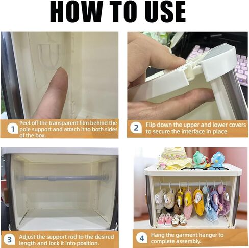 Foldable Doll Wardrobe Storage Box Compatible with Labubu Clothes,with 10 Clothing Rack & 1 Rod,Cabinet for 15/17cm Doll Clothes Storage with Cover & Display Shelf in Saudi Arabia