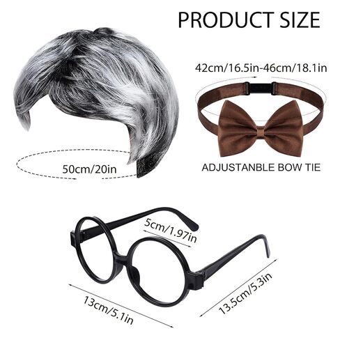 hoyuwak 7 PCS 100 Days of School Costume Old Man Costume with Gray Old Man Wig Cane Bow tie Moustache Eyebrows Suspender and Glasses for Halloween School Dress Up in Saudi Arabia