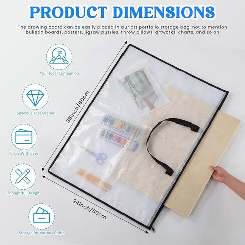 24 x 36 Inches Large Art Portfolio Bag, Portfolio Folder for Artwork with Zipper and Handle, Poster Storage Bag Mesh Folder Organizer for Poster, Scrapbook, Keepsake and Bulletin Board in Saudi Arabia
