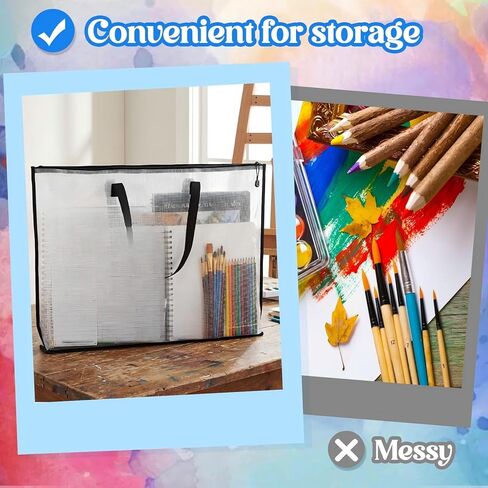 24 x 36 Inches Large Art Portfolio Bag, Portfolio Folder for Artwork with Zipper and Handle, Poster Storage Bag Mesh Folder Organizer for Poster, Scrapbook, Keepsake and Bulletin Board in Saudi Arabia