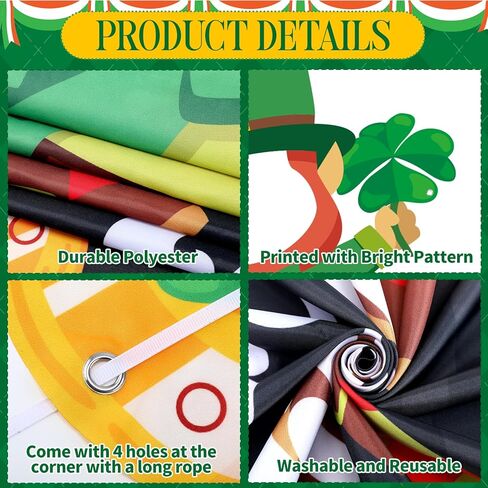 St. Patricks Day Decorations Large Leprechaun Face in Hole Photo Prop Banner Funny St. Patricks Day Door Cover Backdrop Game Irish Green Shamrock Pot of Gold Party Supplies for Kids Adults (71" x 37") in Saudi Arabia