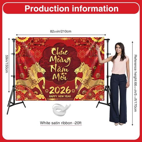 Tet Decorations Vietnamese 2026,Vietnamese Lunar New Year Decorations Banner,7 X 5ft Chuc Mung Nam Moi Backdrop for Tet Lunar New Year Party Indoor Outdoor Festival in Kuwait