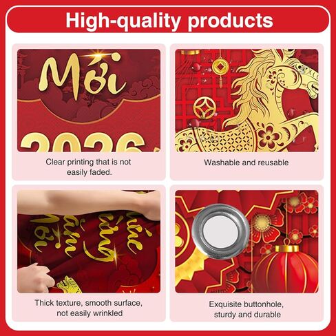 Tet Decorations Vietnamese 2026,Vietnamese Lunar New Year Decorations Banner,7 X 5ft Chuc Mung Nam Moi Backdrop for Tet Lunar New Year Party Indoor Outdoor Festival in Kuwait