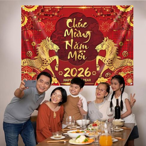 Tet Decorations Vietnamese 2026,Vietnamese Lunar New Year Decorations Banner,7 X 5ft Chuc Mung Nam Moi Backdrop for Tet Lunar New Year Party Indoor Outdoor Festival in Kuwait