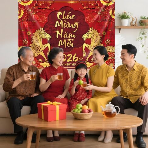 Tet Decorations Vietnamese 2026,Vietnamese Lunar New Year Decorations Banner,7 X 5ft Chuc Mung Nam Moi Backdrop for Tet Lunar New Year Party Indoor Outdoor Festival in Kuwait