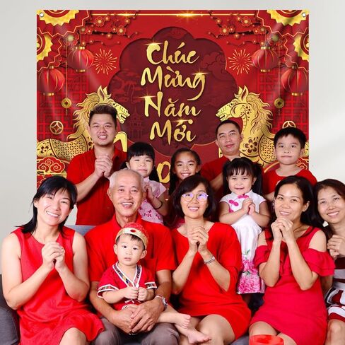 Tet Decorations Vietnamese 2026,Vietnamese Lunar New Year Decorations Banner,7 X 5ft Chuc Mung Nam Moi Backdrop for Tet Lunar New Year Party Indoor Outdoor Festival in Kuwait