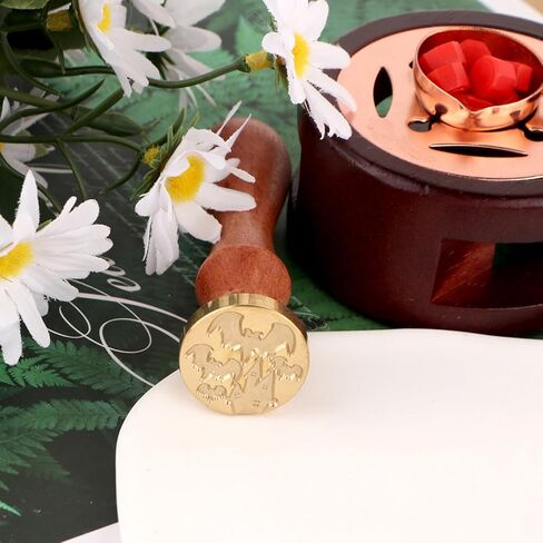 ختم الشمع للخفافيش والقلاع، ختم الشمع للهالوين، رأس نحاسي قابل للإزالة مع مقبض من خشب الكمثرى لتزيين دعوات حفلات الهالوين وتغليف النبيذ وبطاقات التهنئة والهدايا in Saudi Arabia