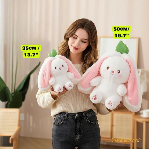 Strawberry Bunny Plush Toy Transformable Rabbit Stuffed Animal Pink 13.7 Inch Soft Plush Gift for Girlfriend Girls Kids in Saudi Arabia