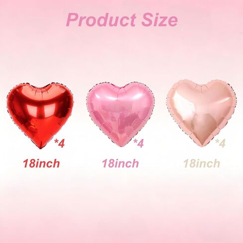 12 قطعة بالونات على شكل قلب 18 بوصة بالونات قلب عيد الحب بالون لتزيين عيد الحب بالون عيد ميلاد اقتراح زينة الزفاف وحفلات الزفاف in Kuwait