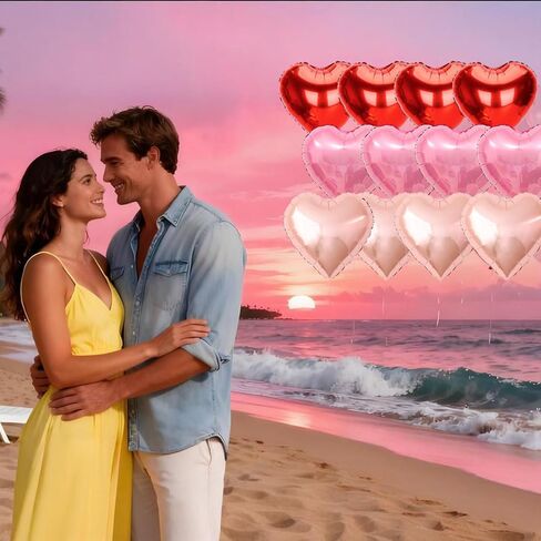 12 قطعة بالونات على شكل قلب 18 بوصة بالونات قلب عيد الحب بالون لتزيين عيد الحب بالون عيد ميلاد اقتراح زينة الزفاف وحفلات الزفاف in Kuwait