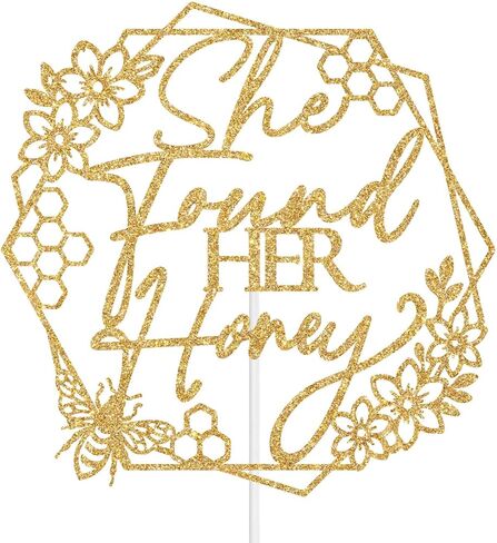 She Found Her Honey Cake Topper, Honey Bee Bride to Bee Engagement Bachelorette Wedding Party Decoration Supplies, Bee Bridal Shower Decorations Gold Glitter in Saudi Arabia