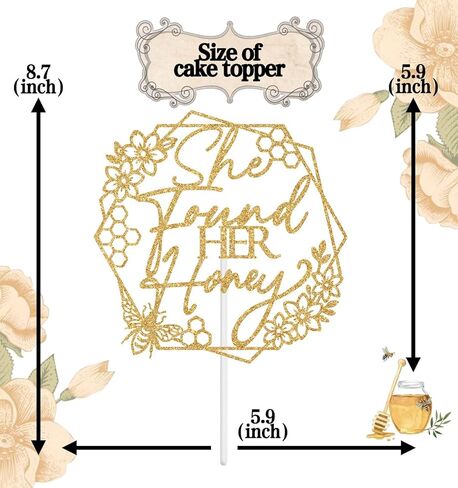 She Found Her Honey Cake Topper, Honey Bee Bride to Bee Engagement Bachelorette Wedding Party Decoration Supplies, Bee Bridal Shower Decorations Gold Glitter in Saudi Arabia