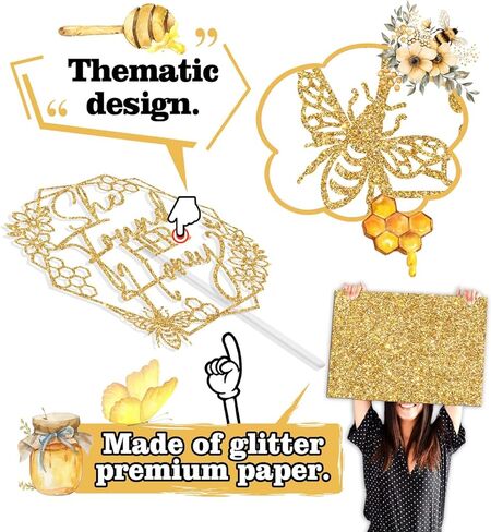 She Found Her Honey Cake Topper, Honey Bee Bride to Bee Engagement Bachelorette Wedding Party Decoration Supplies, Bee Bridal Shower Decorations Gold Glitter in Saudi Arabia