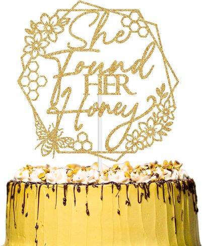 She Found Her Honey Cake Topper, Honey Bee Bride to Bee Engagement Bachelorette Wedding Party Decoration Supplies, Bee Bridal Shower Decorations Gold Glitter in Saudi Arabia