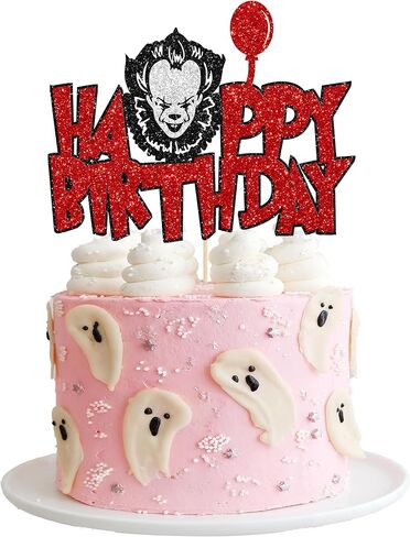 1Pcs Halloween Horror Birthday Cake Topper Red Glitter Killer Birthday Cake Decoration Horror Movie Birthday Cake Topper for Halloween Birthday Party Cake Supplies in Saudi Arabia