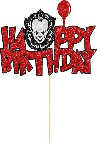 1Pcs Halloween Horror Birthday Cake Topper Red Glitter Killer Birthday Cake Decoration Horror Movie Birthday Cake Topper for Halloween Birthday Party Cake Supplies in Saudi Arabia