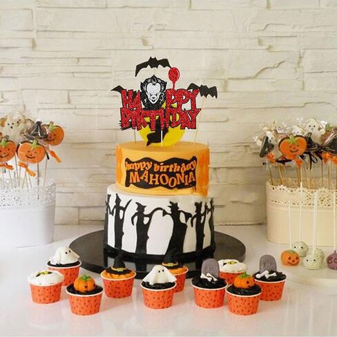 1Pcs Halloween Horror Birthday Cake Topper Red Glitter Killer Birthday Cake Decoration Horror Movie Birthday Cake Topper for Halloween Birthday Party Cake Supplies in Saudi Arabia