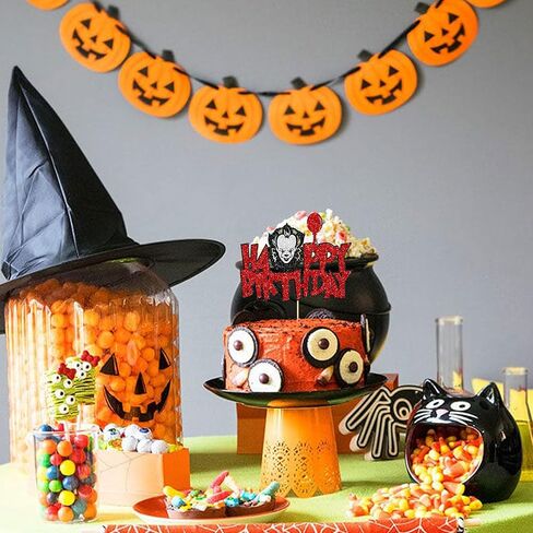 1Pcs Halloween Horror Birthday Cake Topper Red Glitter Killer Birthday Cake Decoration Horror Movie Birthday Cake Topper for Halloween Birthday Party Cake Supplies in Saudi Arabia