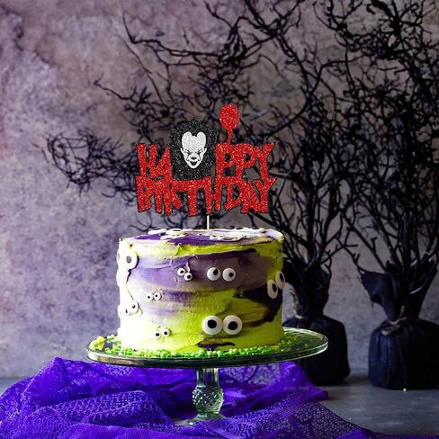 1Pcs Halloween Horror Birthday Cake Topper Red Glitter Killer Birthday Cake Decoration Horror Movie Birthday Cake Topper for Halloween Birthday Party Cake Supplies in Saudi Arabia
