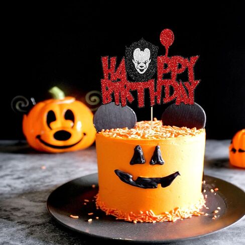 1Pcs Halloween Horror Birthday Cake Topper Red Glitter Killer Birthday Cake Decoration Horror Movie Birthday Cake Topper for Halloween Birthday Party Cake Supplies in Saudi Arabia