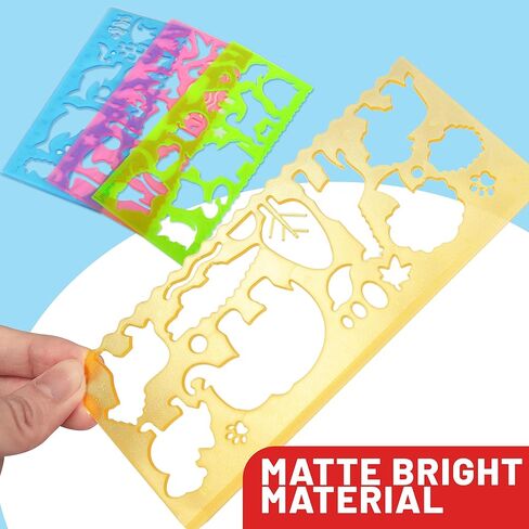 4PCS Cartoon Animal Painting Template Ruler Multifunctional Patterned Stencil Set for Elementary Student Drawing, School Art and Crafts, A in Saudi Arabia