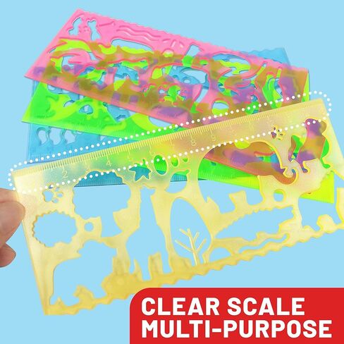 4PCS Cartoon Animal Painting Template Ruler Multifunctional Patterned Stencil Set for Elementary Student Drawing, School Art and Crafts, A in Saudi Arabia