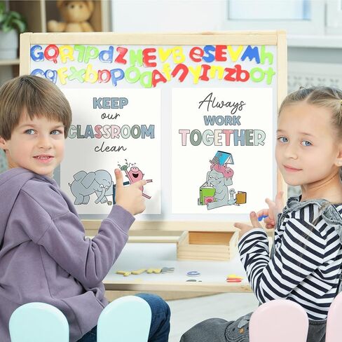 رسوم بيانية وملصقات تعليمية من Feuid Gniea لديكور الفصل الدراسي - اليوم المائة للمدرسة 12 لوحة إعلانات عادات جيدة لرياض الأطفال، وملصقات جدارية لتعلم الحيوانات لغرفة اللعب في مرحلة ما قبل المدرسة in Kuwait