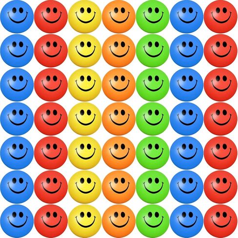 Vinsot 40 Pcs 2.5 Inch Assorted Color Smile Face Stress Balls Bulk Smile Stress Relief Balls Mini Funny Foam Face Toys for Teens Adults Carnival Easter Bag Fillers in Saudi Arabia