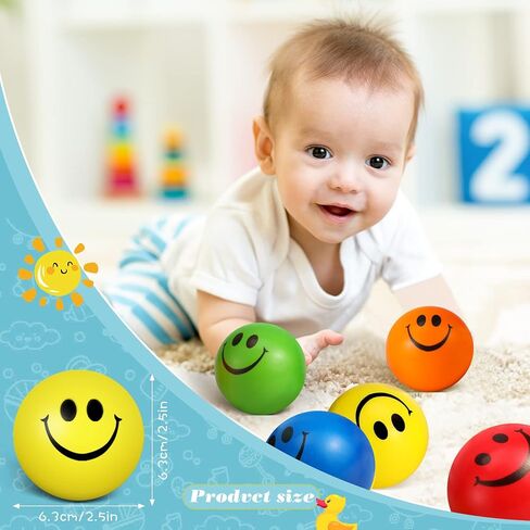 Vinsot 40 Pcs 2.5 Inch Assorted Color Smile Face Stress Balls Bulk Smile Stress Relief Balls Mini Funny Foam Face Toys for Teens Adults Carnival Easter Bag Fillers in Saudi Arabia