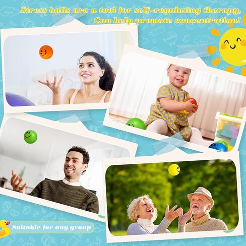 Vinsot 40 Pcs 2.5 Inch Assorted Color Smile Face Stress Balls Bulk Smile Stress Relief Balls Mini Funny Foam Face Toys for Teens Adults Carnival Easter Bag Fillers in Saudi Arabia